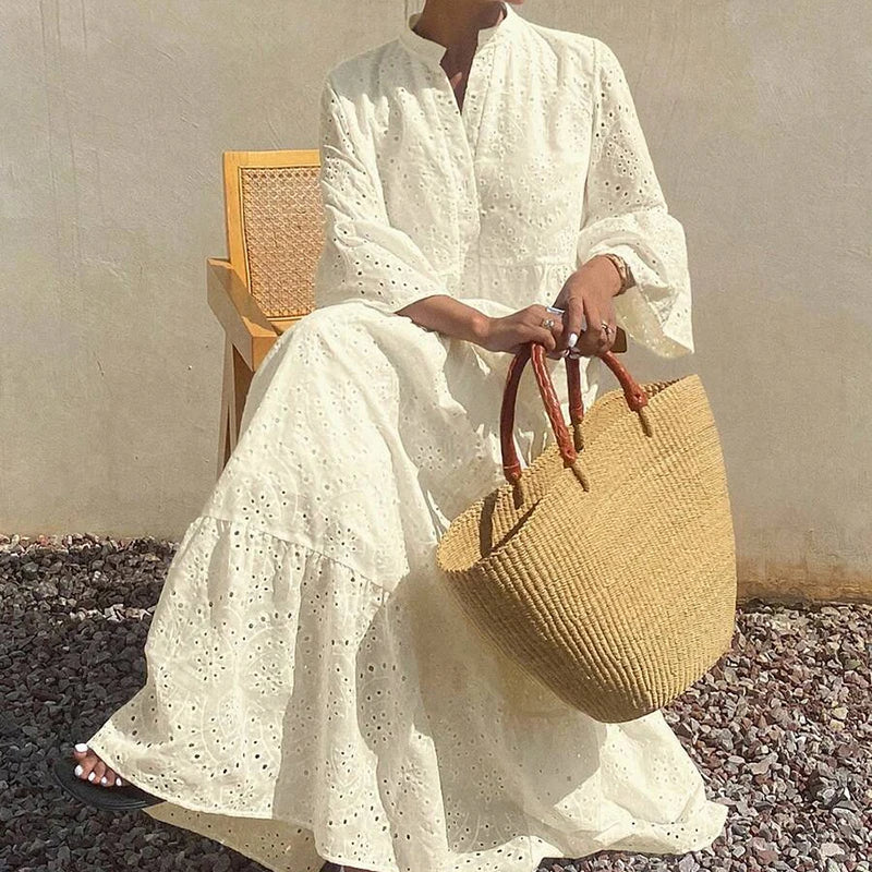 Nora Deep V Flared Sleeve Maxi Dress