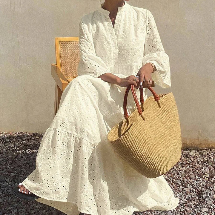 Nora Deep V Flared Sleeve Maxi Dress