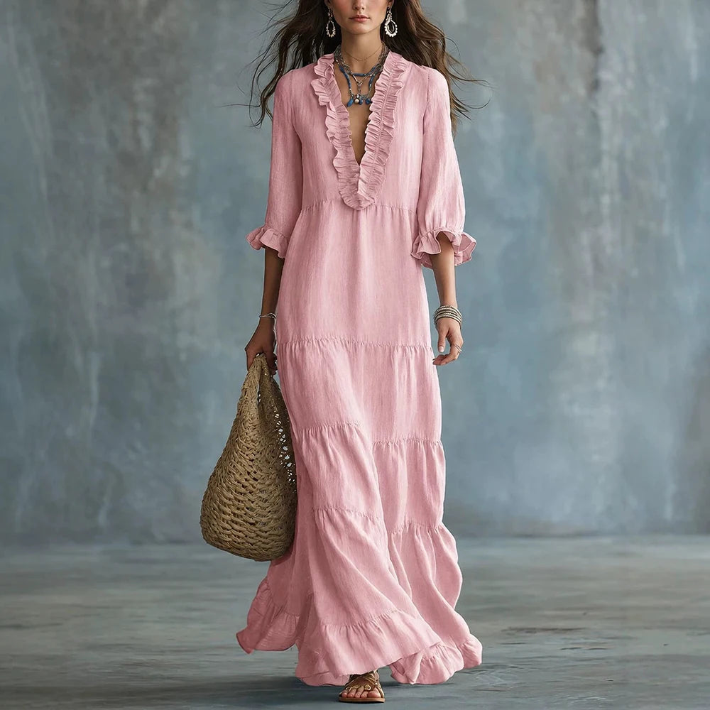 Elara Elegant Ruffle Maxi Dress