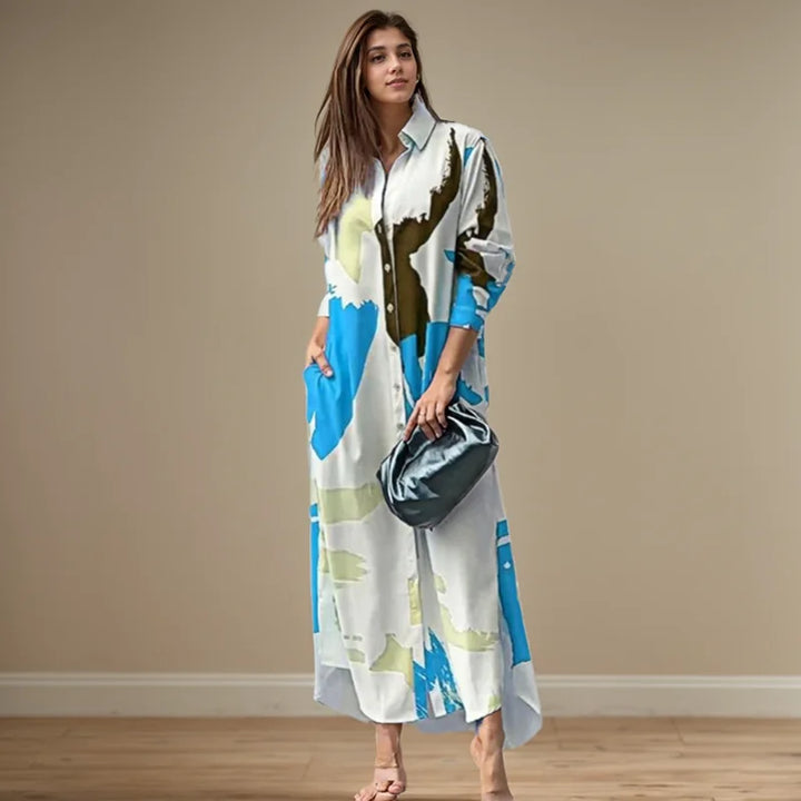 Aveline Abstract Shirt Maxi Dress