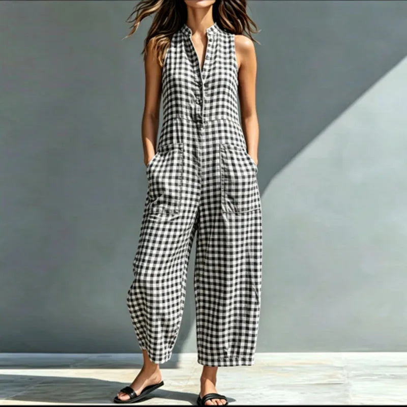Ramon Plaid Wide Leg Jumpsuit