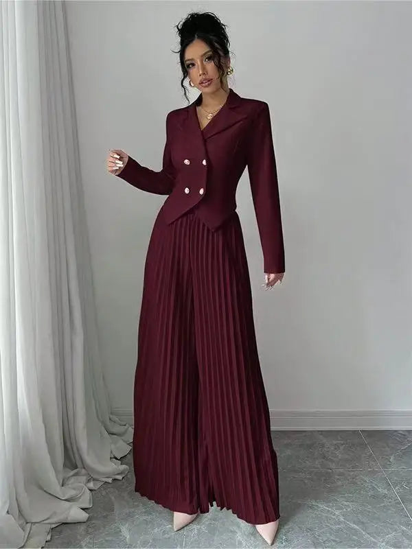 Marlena Pleated Wide Leg Set