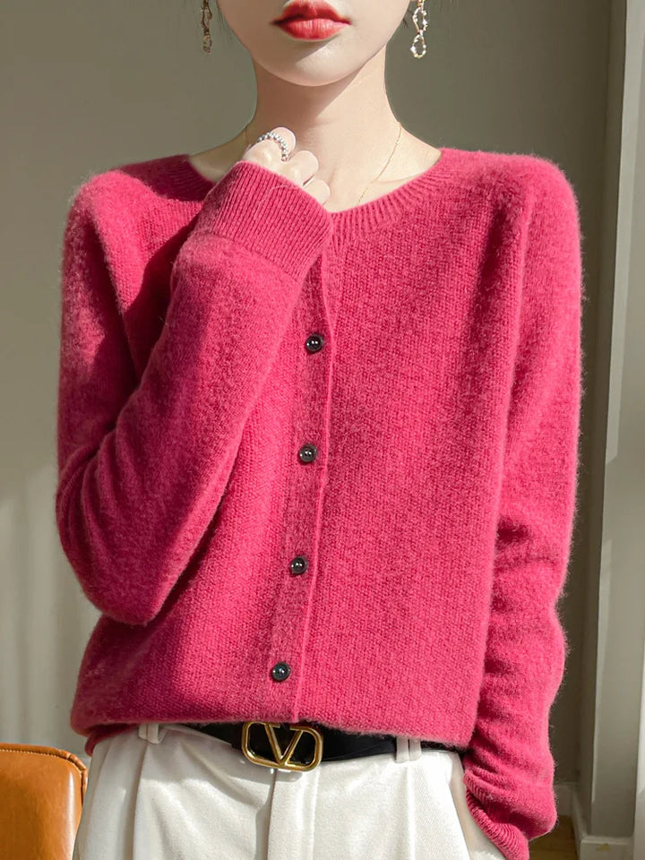 Emmeline Crewneck Wool Cardigan