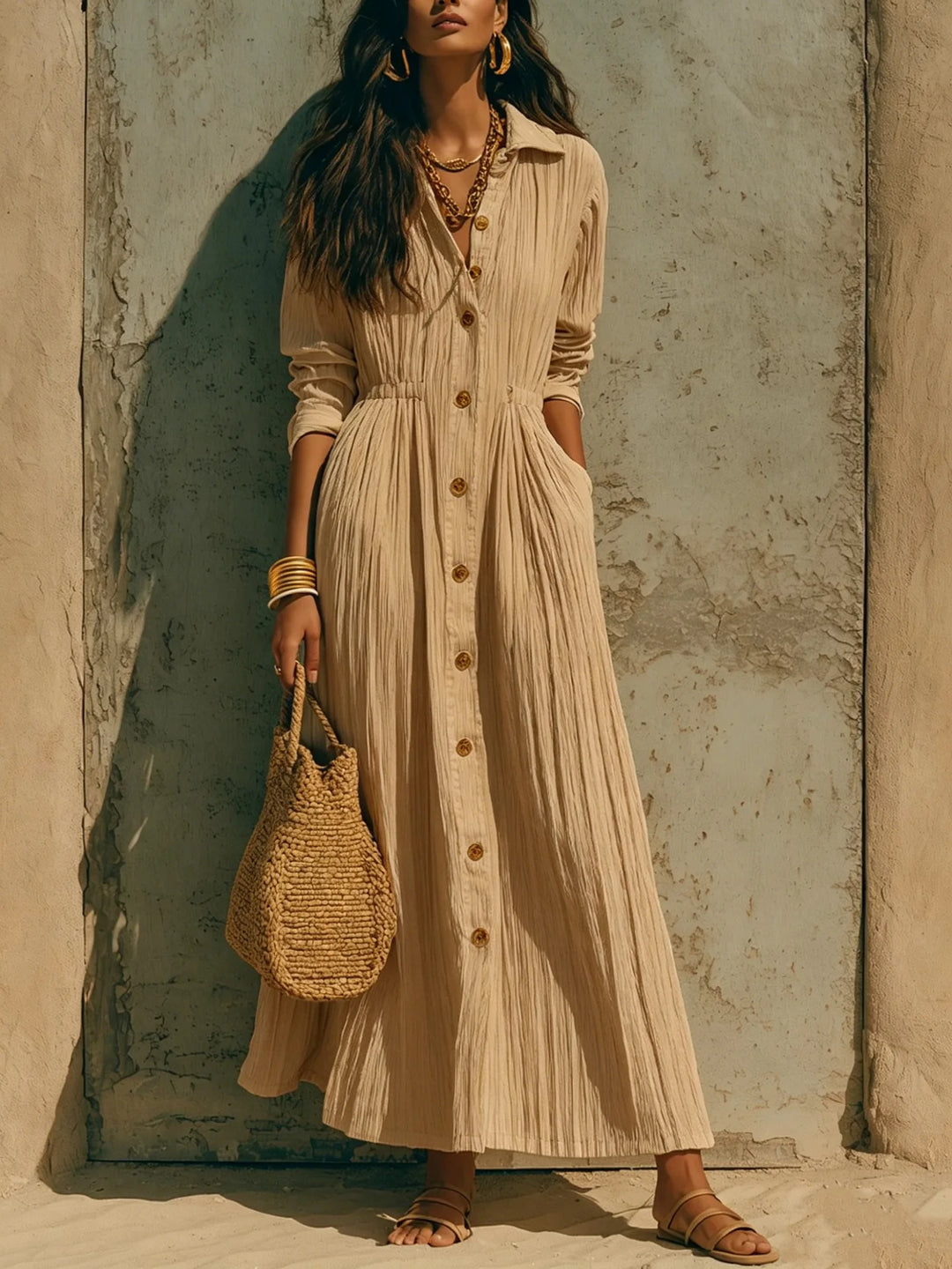 Madeline Button Front Maxi Dress