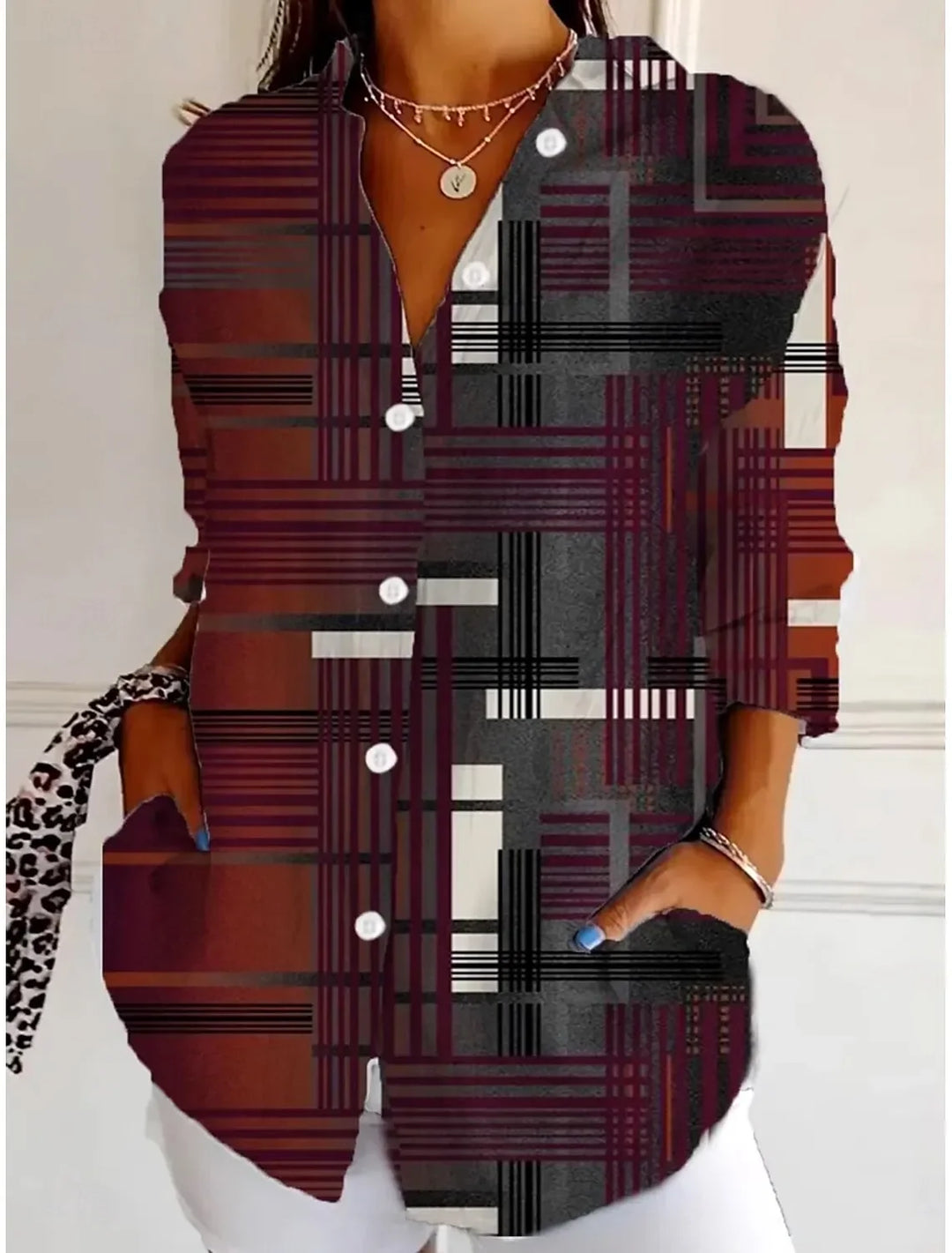 Jessica Geometric Button Shirt