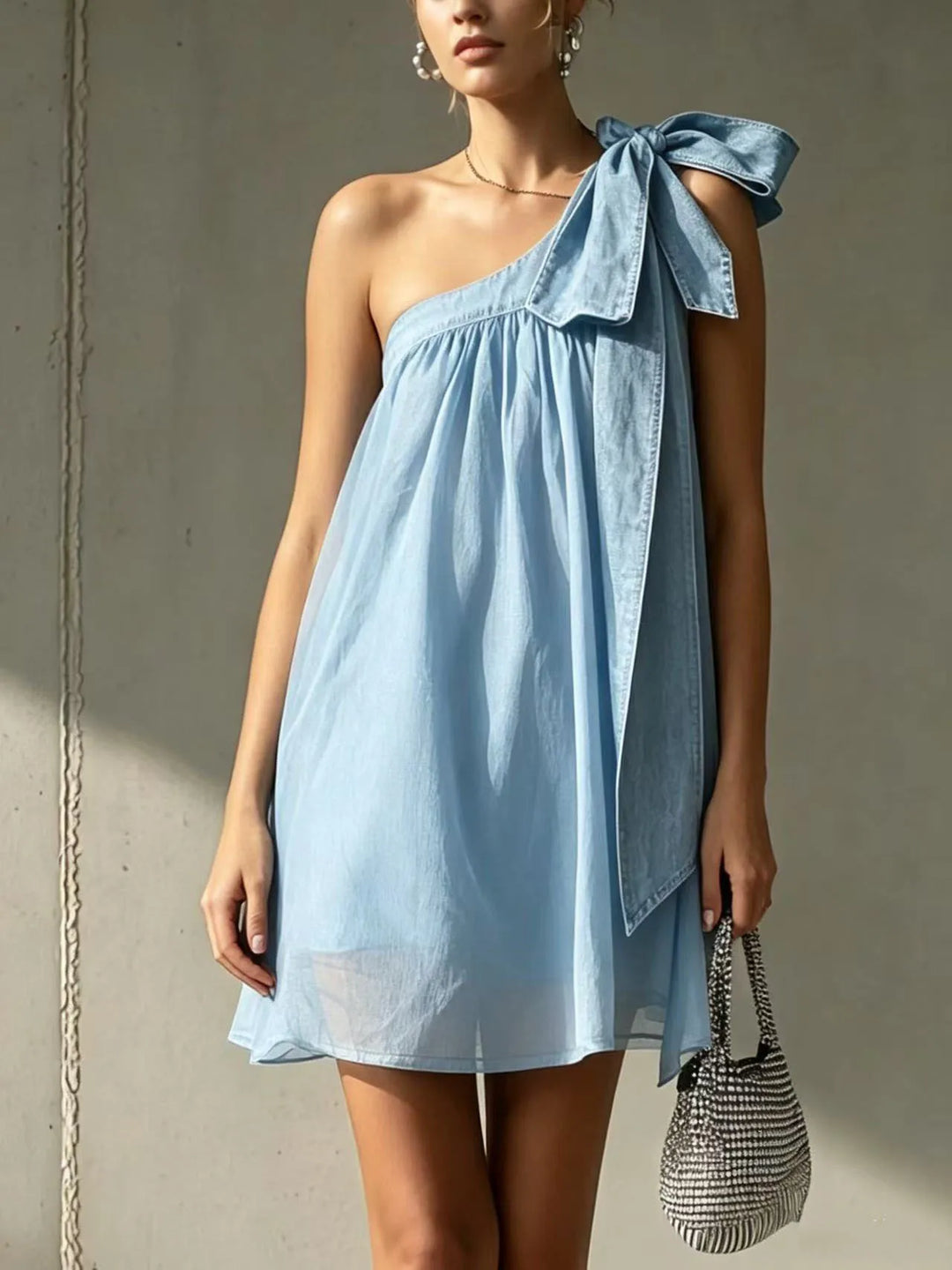 Sienna Bow Detail One Shoulder Mini Dress