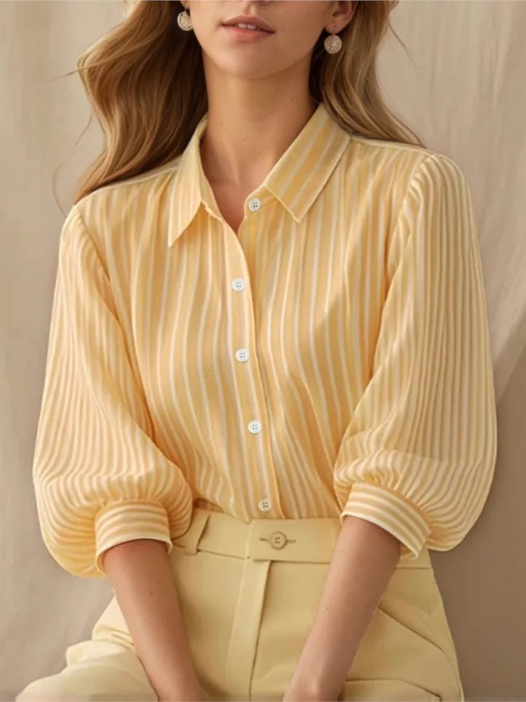 Rosalinda Striped Puff Sleeve Shirt