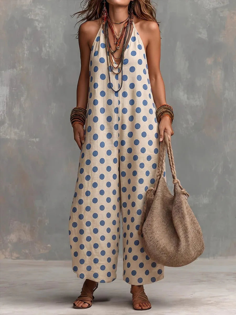 Serena Boho Polka Dot One Piece Jumpsuit