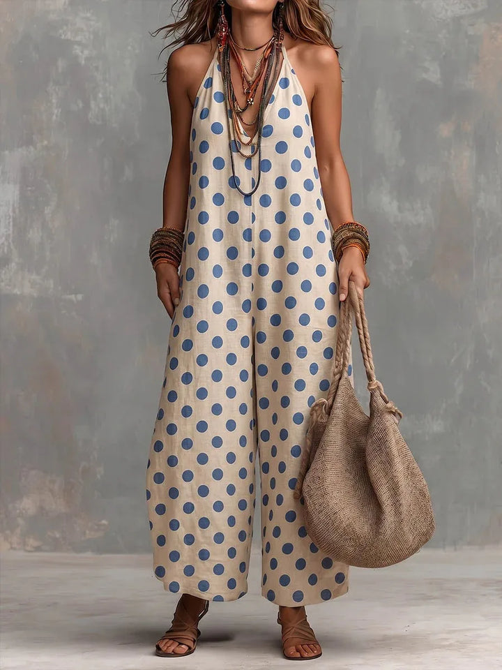 Serena Boho Polka Dot One Piece Jumpsuit