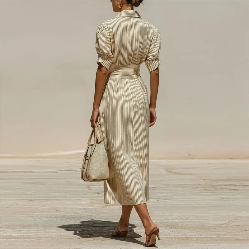 Riana Striped Shirt Midi Dress