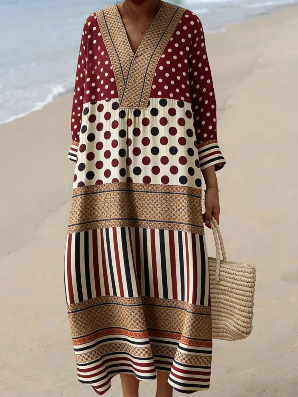 Delaney V Neck Plaid Midi Dress