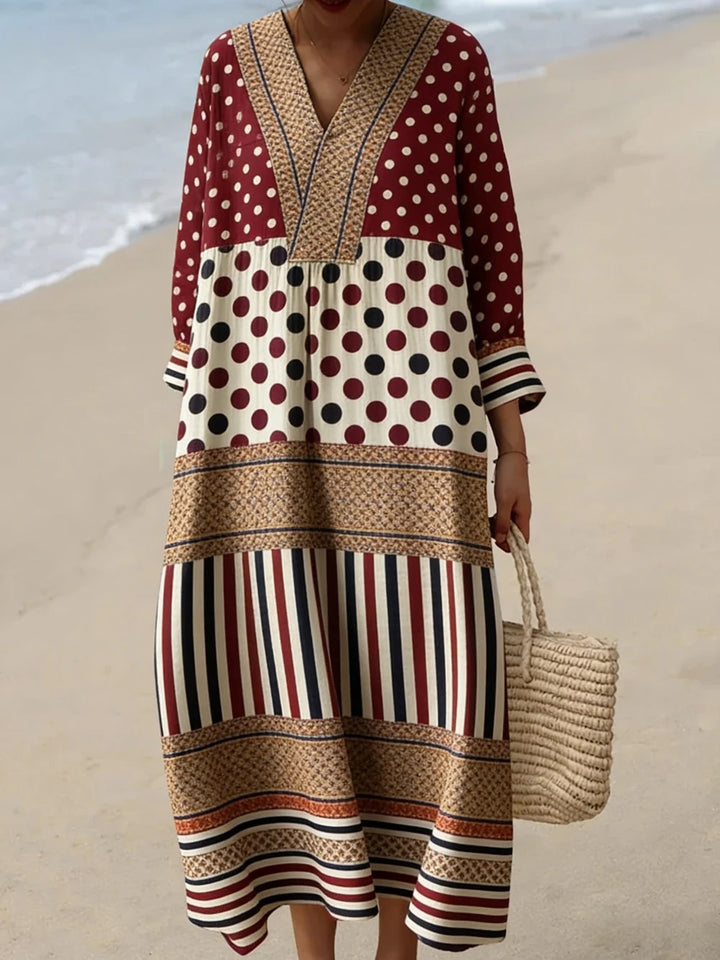 Delaney V Neck Plaid Midi Dress