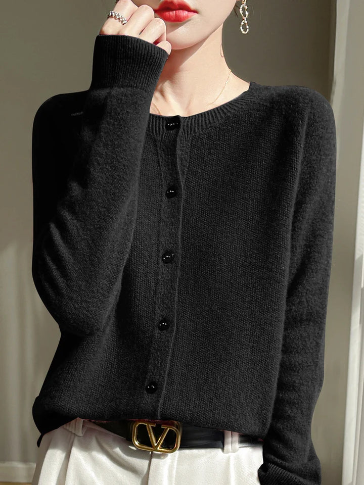 Emmeline Crewneck Wool Cardigan