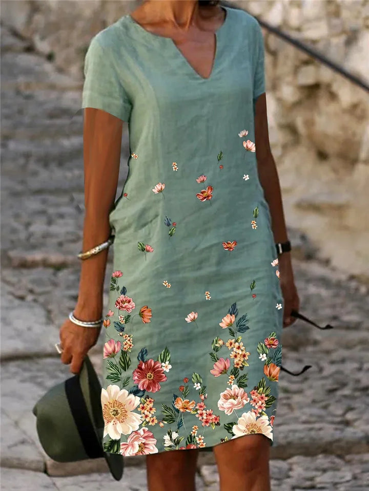Christina Floral V Neck Mini Dress