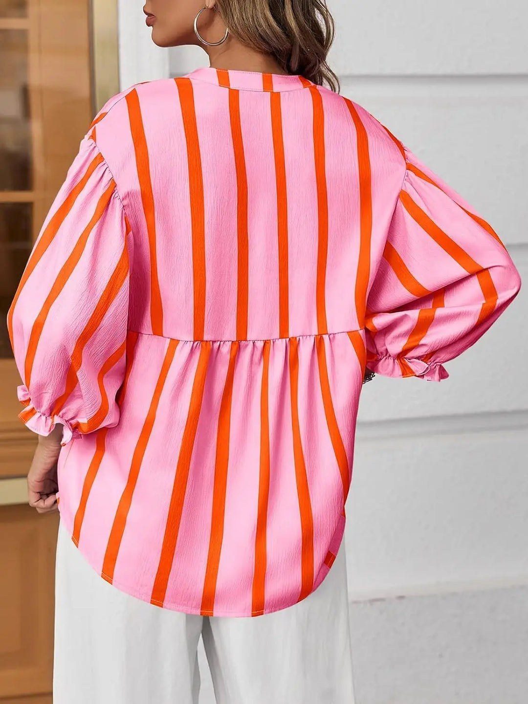 Katelynn Striped Bubble Blouse