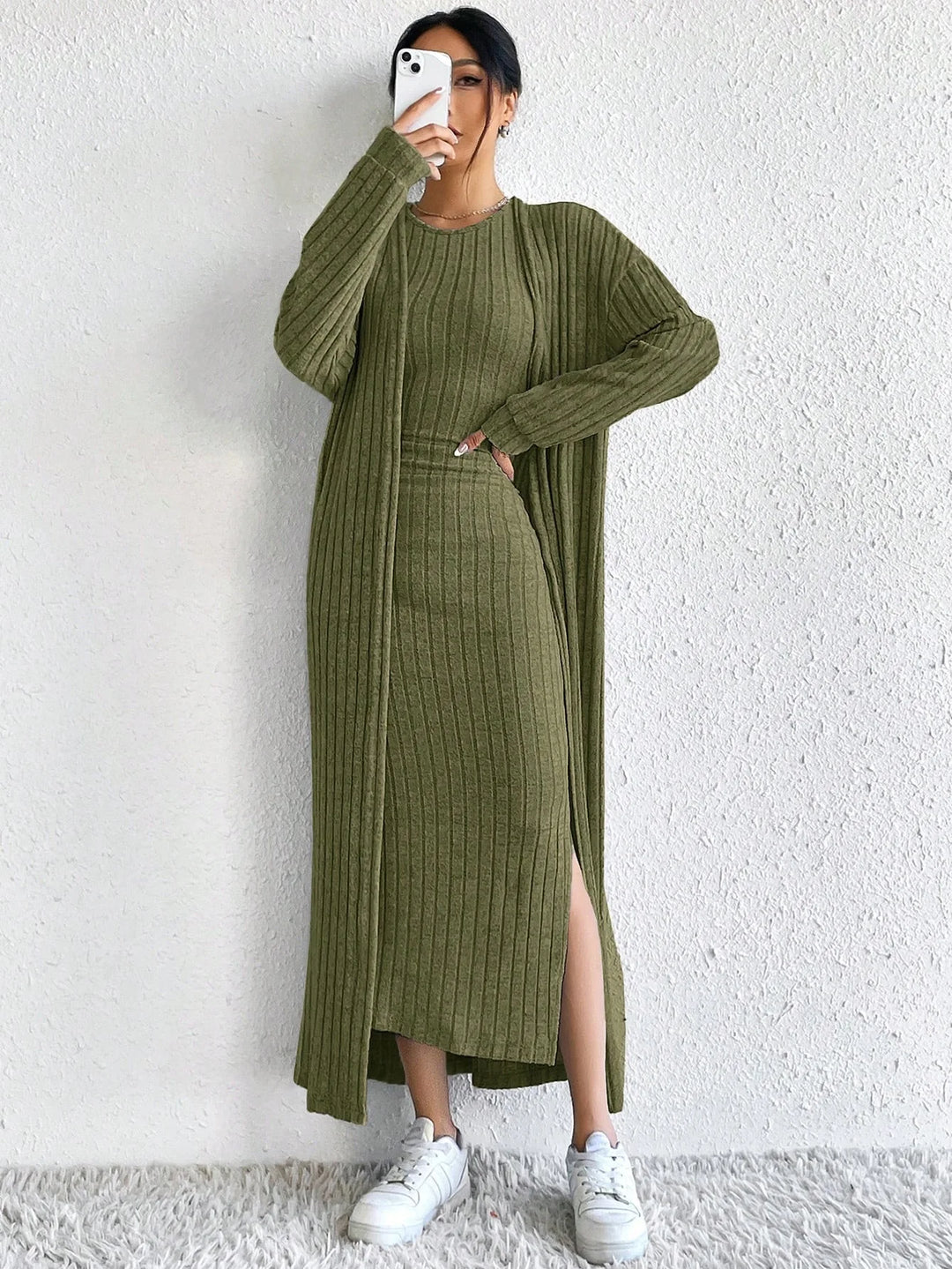 Nerissa Ribbed Sheath Dress Set