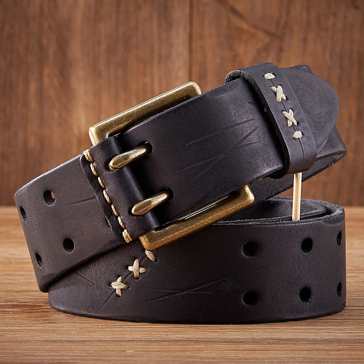 Clyde Rugged Double Prong Leather Belt