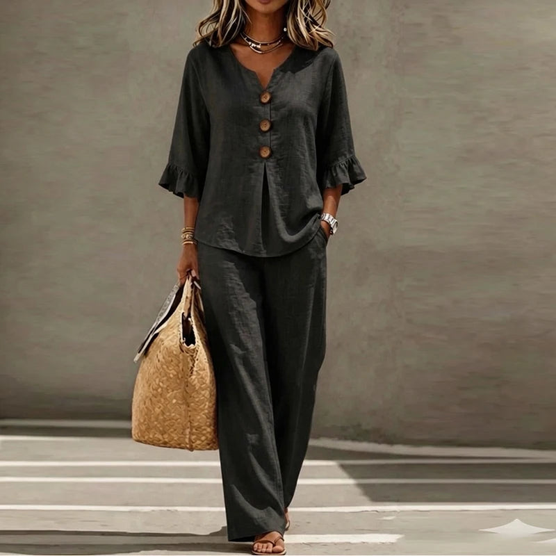 Isabelle Ruffle Sleeve Top and Pants Set