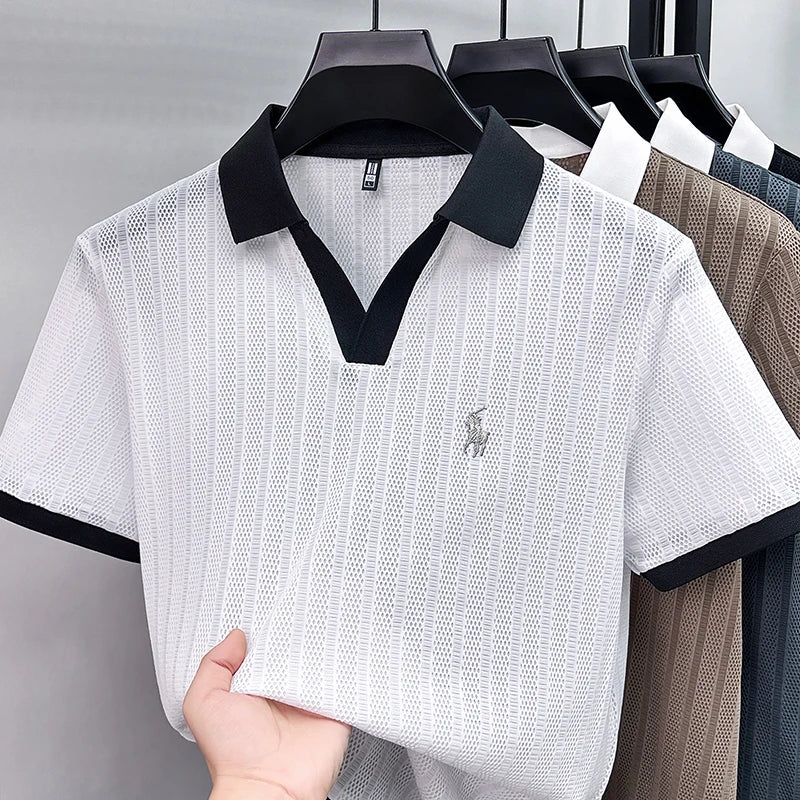 Elliot V Neck Knit Polo Shirt