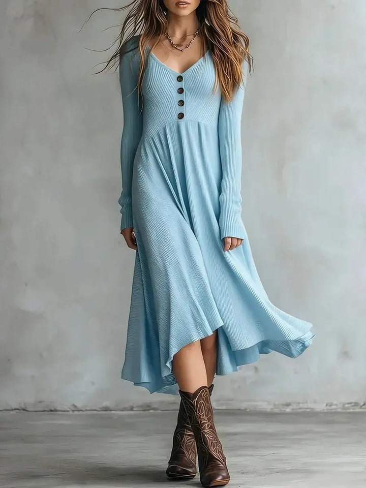 Coraline Long Sleeve A Line Midi Dress