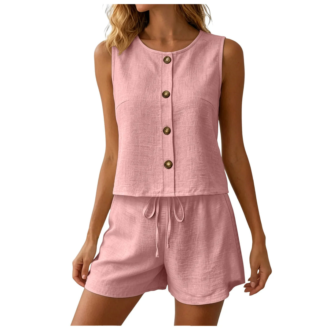 Camille Casual Sleeveless Matching Shorts Set
