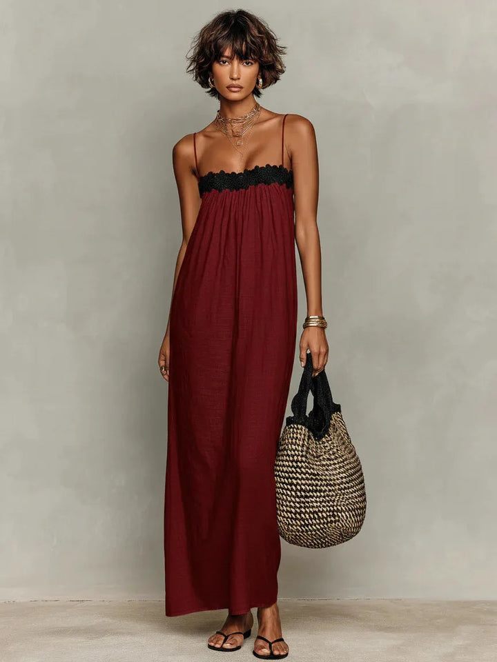 Zaria Contrast Trim Elegant Maxi Dress