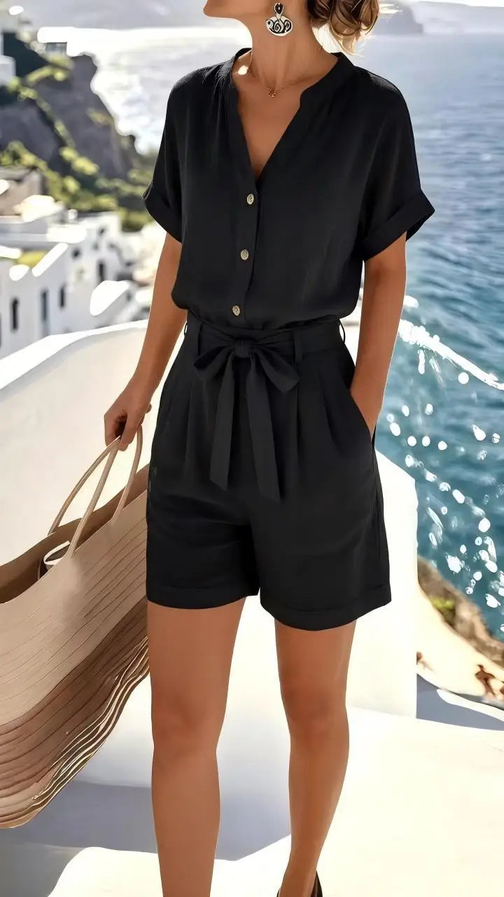 Elowen Lightweight Linen-Blend Romper
