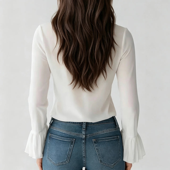 Candice Ruffle Front Tie Blouse