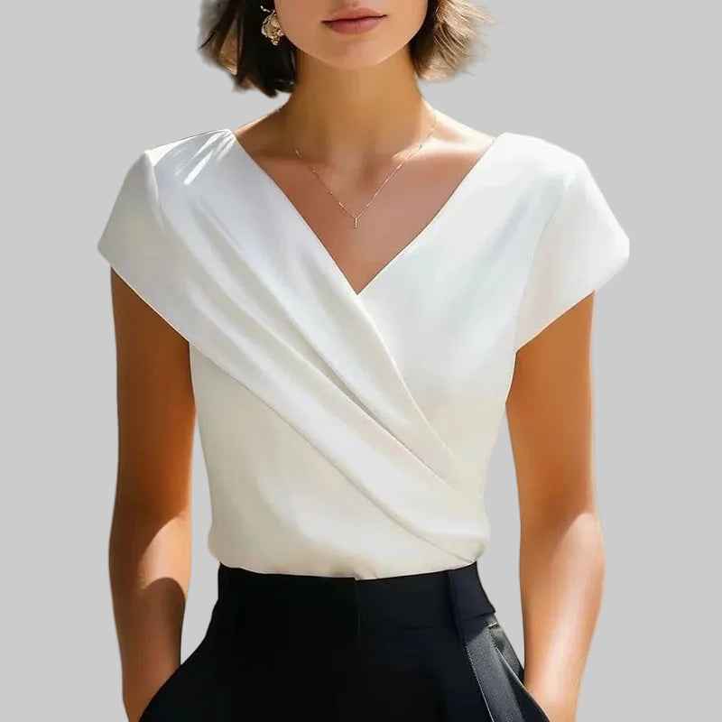 Viviana Wrap Front V Neck Blouse