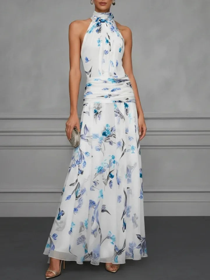Jazlyn Floral Halter Wedding Guest Dress