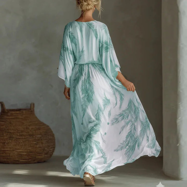 Isadora Feather Print Maxi Dress