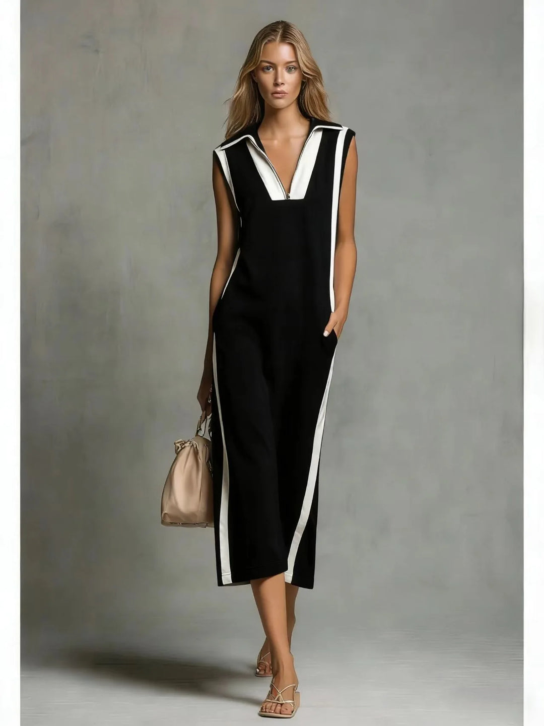 Avery Relaxed Fit Sleeveless Midi Shirt Dress