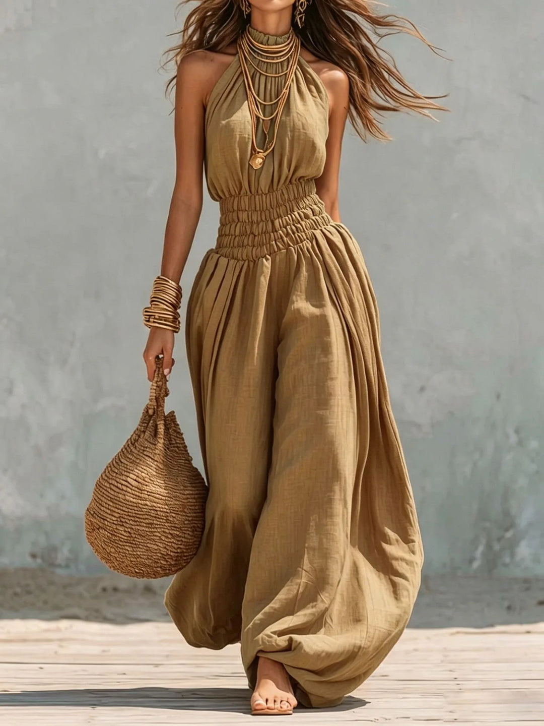 Georgia Breezy Sleeveless Halter Harem Jumpsuit