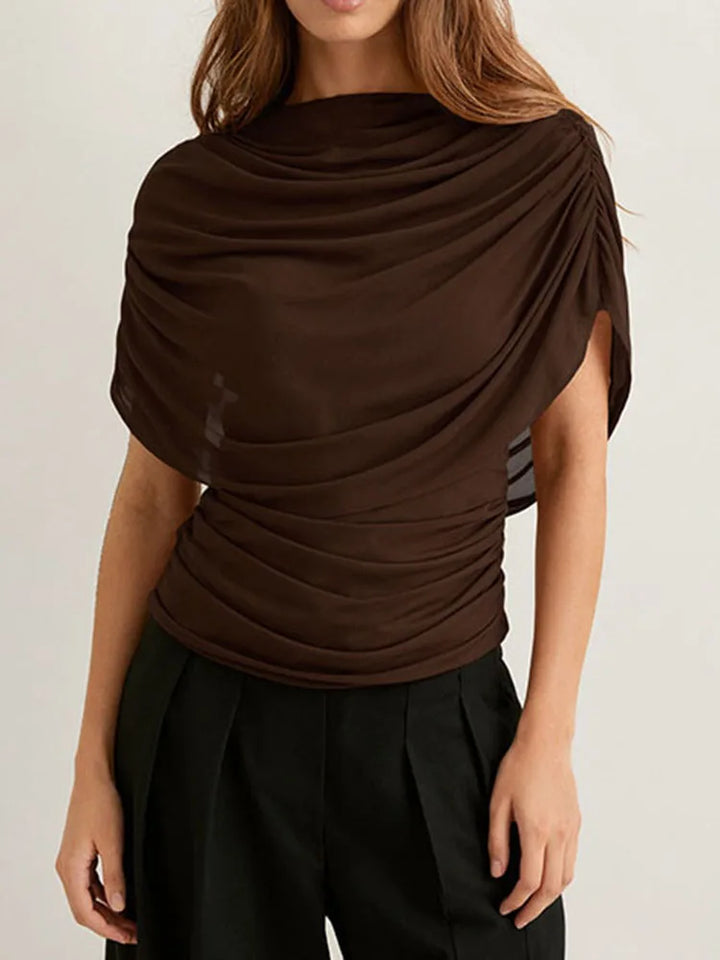 Victoria Draped Mesh Blouse
