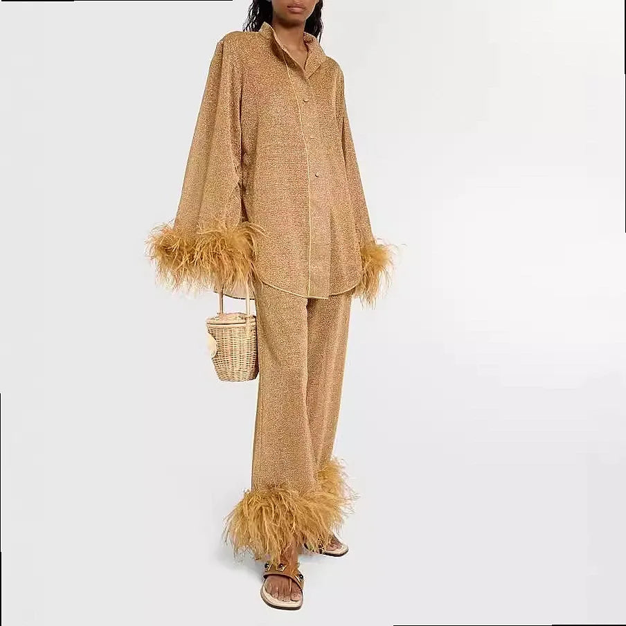 Sorena Feather Trim Matching Set