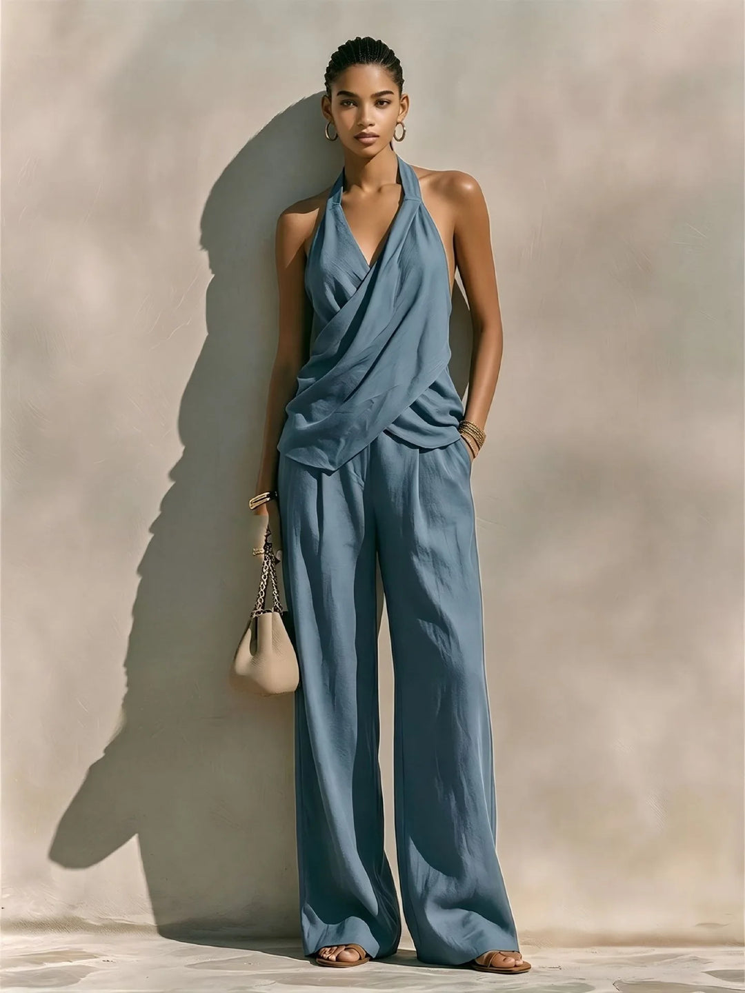 Seraphina Draped Halter Jumpsuit