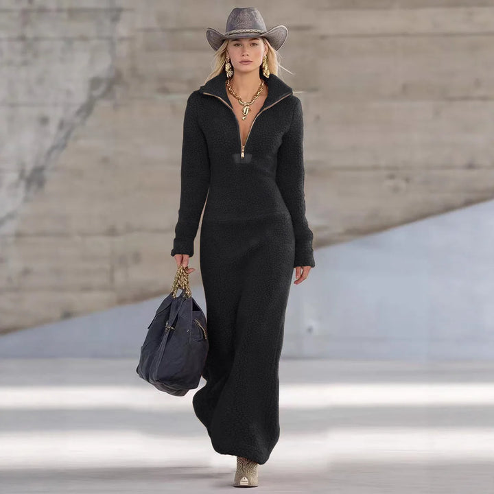 Helena Half Zip Fleece Maxi Dress