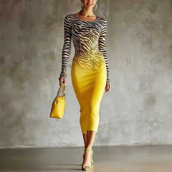 Celeste Zebra Pattern Midi Dress