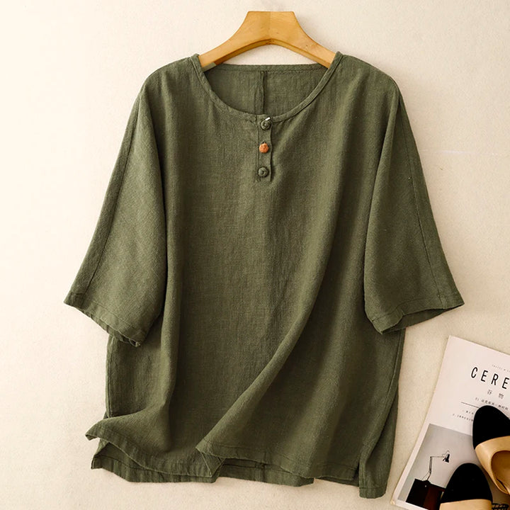 Naomi Short Sleeve Linen Blouse