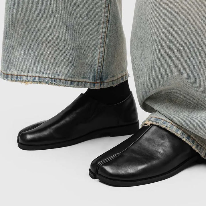 Raven Leather Tabi Loafers