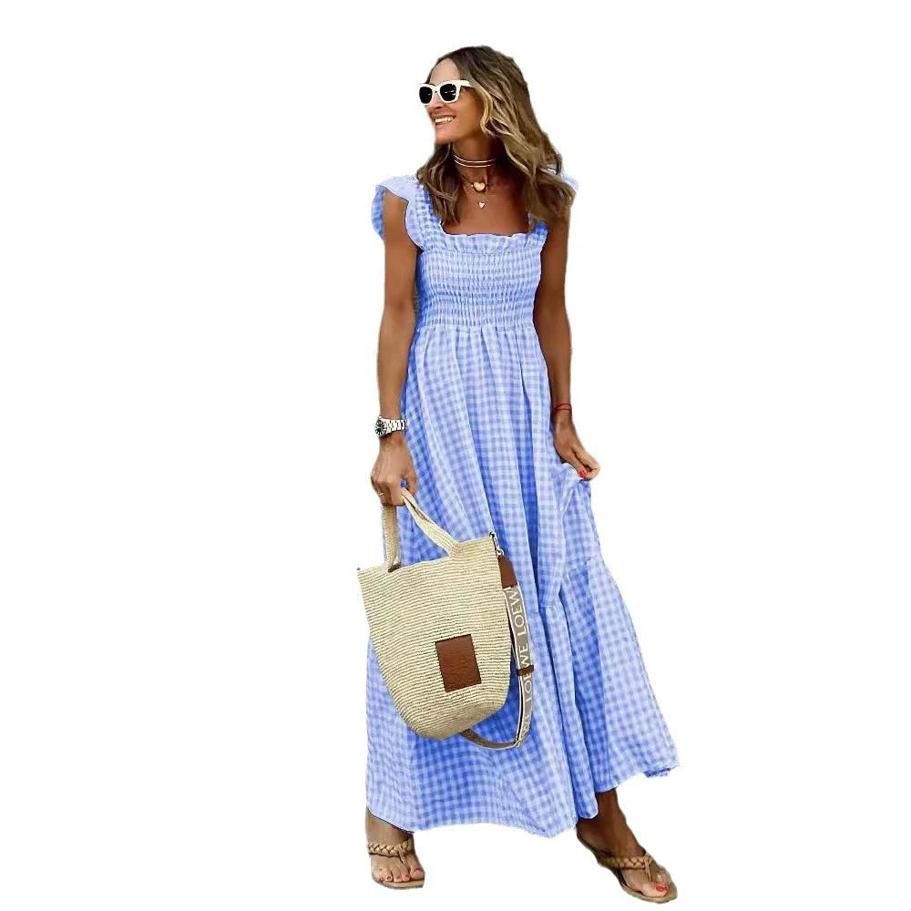 Gwen Retro Plaid Sleeveless Long Dress