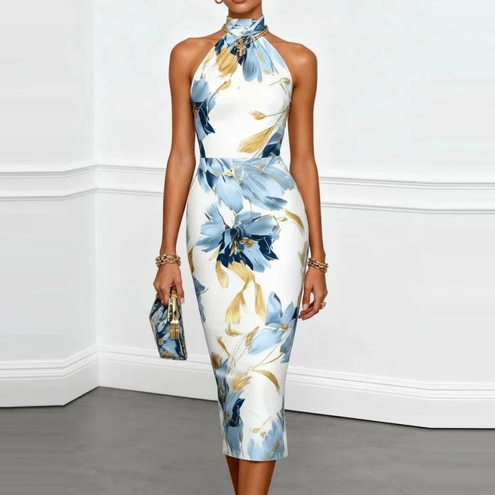 Soraya Printed Halter Wedding Guest Dress