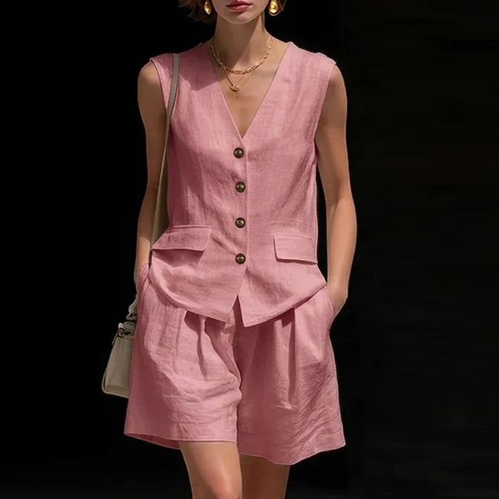 Hillary Summer Linen Shorts Set