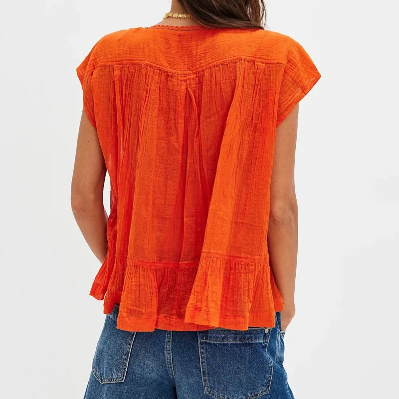 Kiana Ruffle Hem Sleeveless Blouse