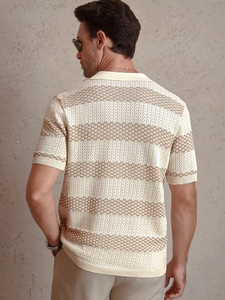 Brooks Striped Knit Polo Shirt