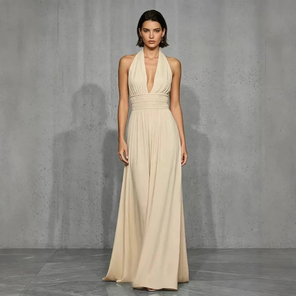 Valentina Elegant Halter Maxi Dress