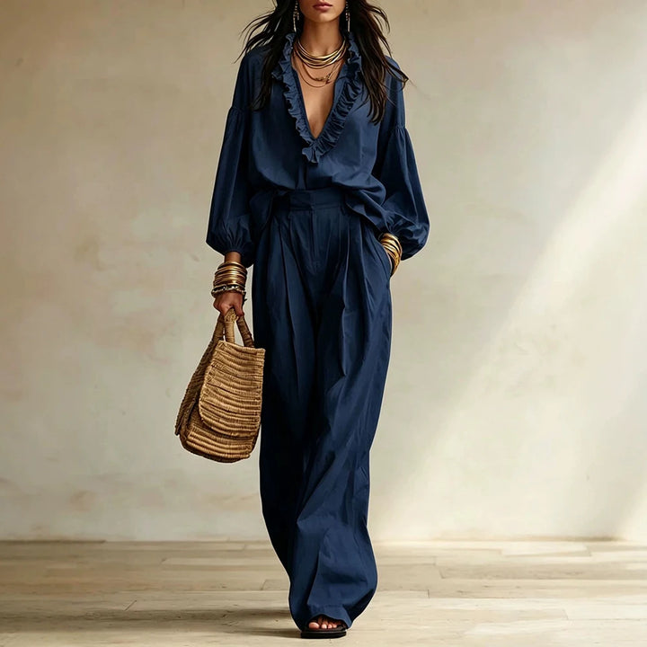 Ainsley Elegant Ruffle Trouser Set