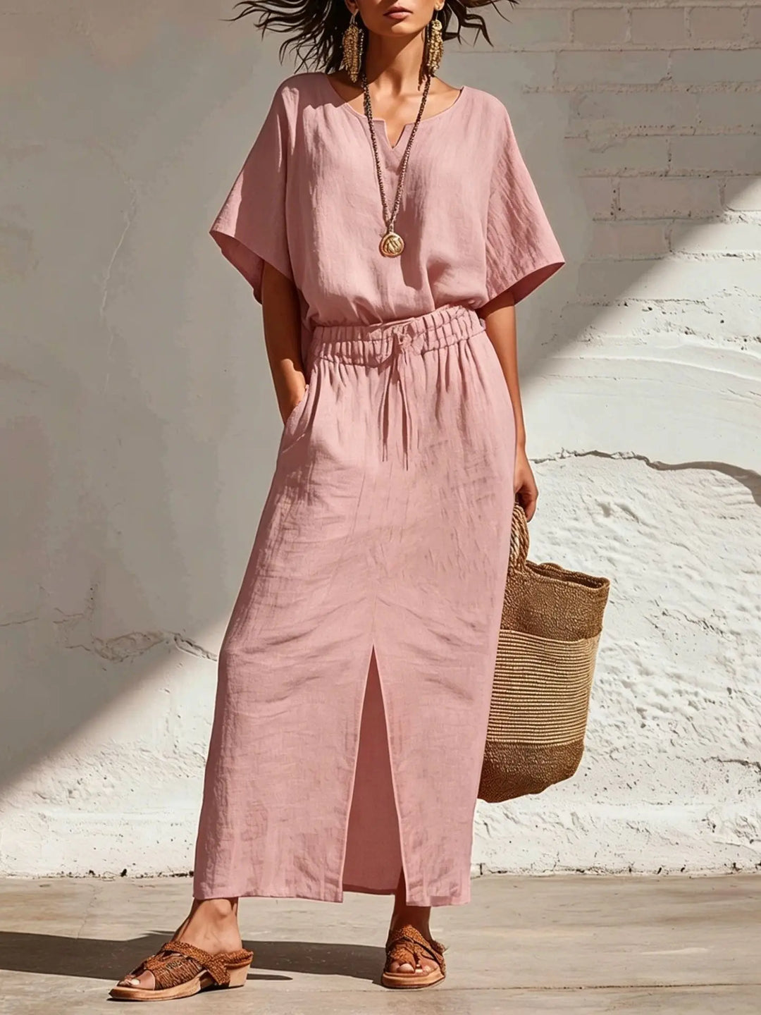 Marisol Sophisticated Split Skirt Boho Set