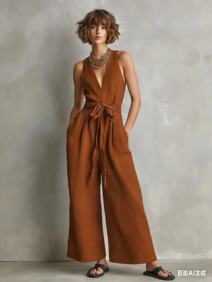 Emery Relaxed V Neck Jumpsuit