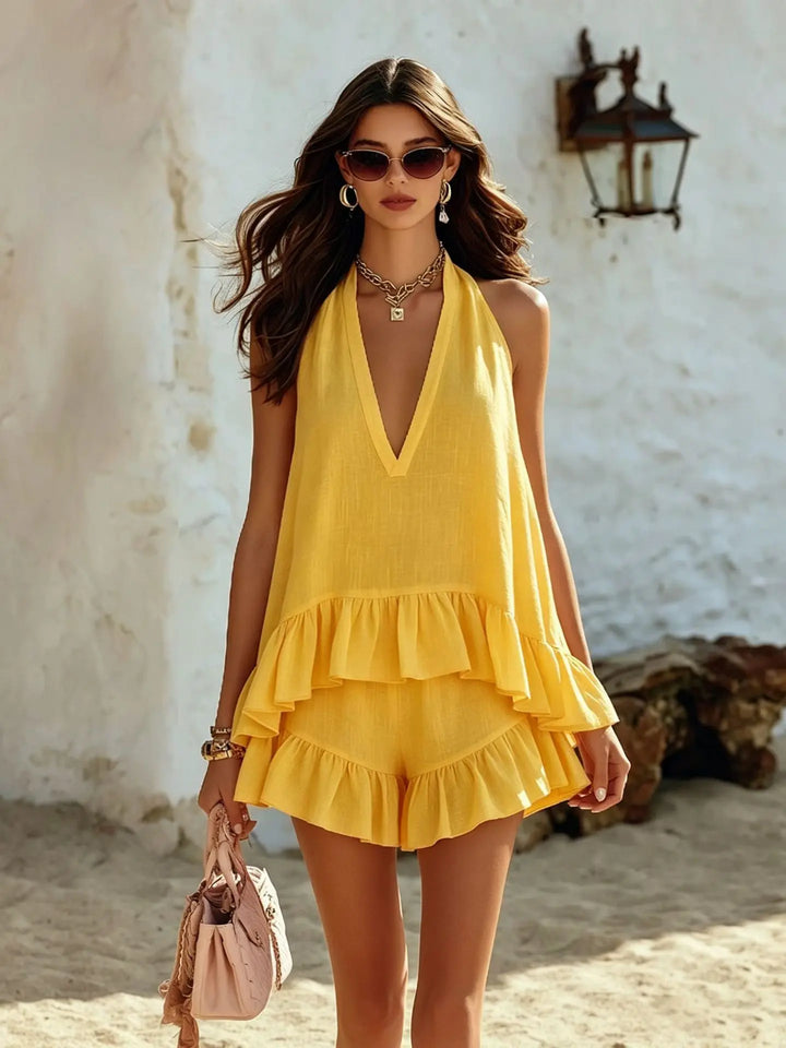 Isla Casual Ruffle Top Two-Piece Set